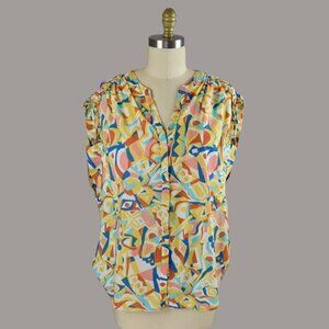 ANTHROPOLOGIE DANIELLE KROLL BROOKLYNITE ABSTRACT PRINT TOP BLOUSE